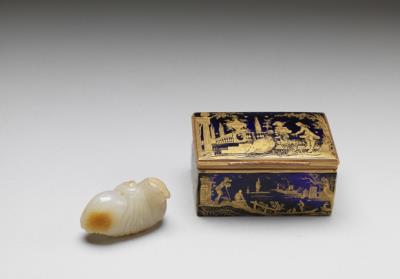 图片[3]-Rectangular blue glass box with painted gold decoration. Europe, 18th century.-China Archive